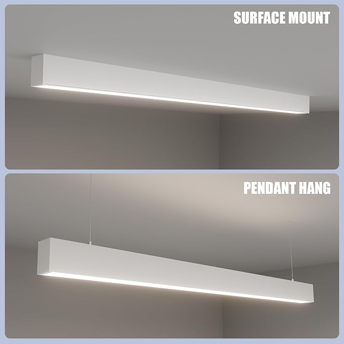 Whtie 1 Pack 4FT LED Linear Lights 50/45/40/35/30W Up and Down Light, 3000K/4000K/5000K 4 Feet Commercial Linkable Shop Lighting for Office Garage Shop Dining Room bar,0-10V Dimmable