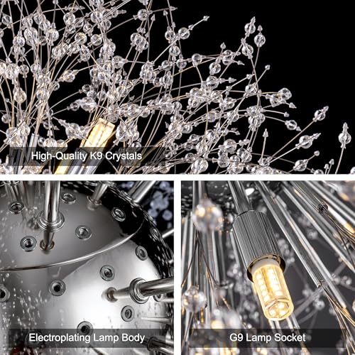 30" D Firework Crystal Chandelier for Dining Room