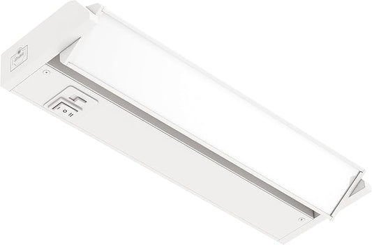 GETINLIGHT 12-inch Swivel LED Under Cabinet Lights, Glass Lens, Selectable White 2700K/4000K/5000K, Dimmable with Wall Dimmers, White Finish, IN-0202-1-WH