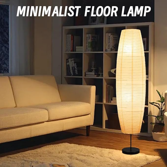 YY YEARCHY Floor Lamp Paper Lamp Standing Lamps with Rice Paper Shade for Bedroom Livingroom Olivary