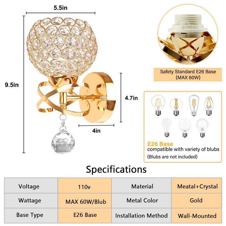 Gold Wall Sconces Set of Two (2 Count)