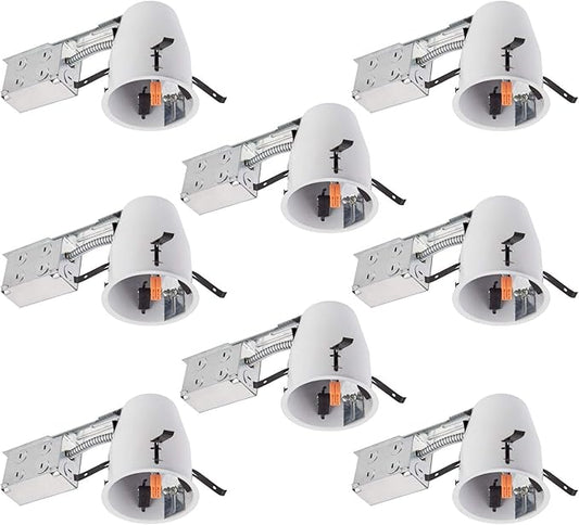 4 Inch Remodel Recessed Lighting Housing, IC Rated Air Tight Ceiling Can with J-Box, TP24 Connector and E26 Socket, UL-Listed Easy Install, 8-Pack