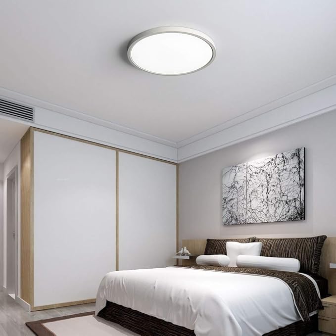 TALOYA LED Ceiling Light Living Room White, 15.8 Inch Thin Flat Modern Flush Mount Lighting Fixture for Bedroom,5 Color Temperatures in 1, 24w Round 0.94 Inch Thickness - Aura Lighting