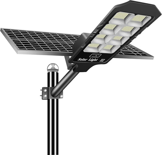 Solar Street Lights Outdoor, 6600W Solar Flood Parking Lot Lights With Remote Security Motion Sensor Led Fixture Dusk to Dawn IP66 Waterproof For Stadium,Pathway,Yard,Driveway,Roadway,Basketball Court