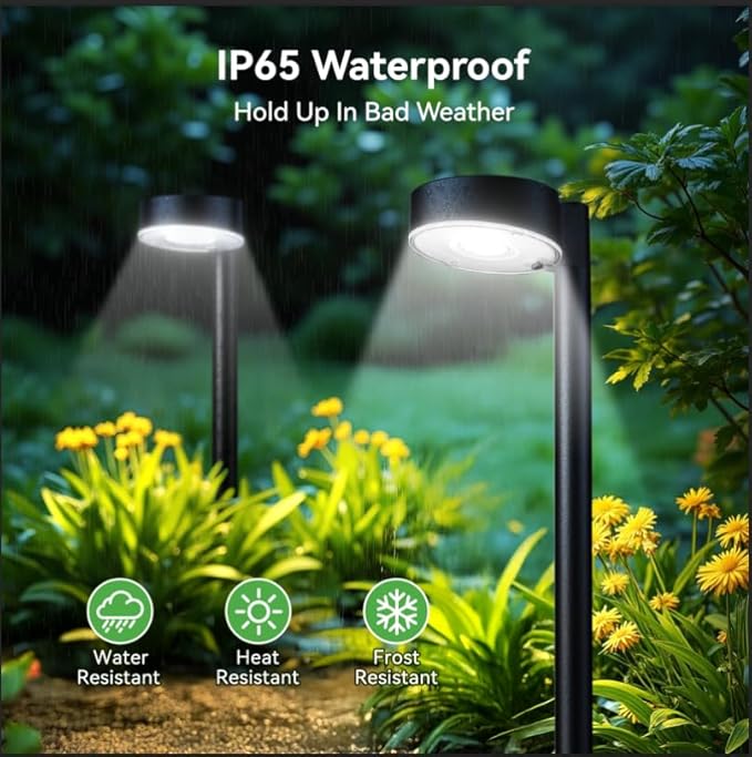 12 Pack Solar Pathway Lights Outdoor, 12 Brighter LED Solar Lights Outdoor Waterproof, Up to 12 Hrs Modern Path Light for Yard Garden Walkway Driveway Lawn, Cool White - Aura Lighting