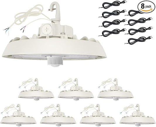 UFO Led High Bay Light with Motion Sensor, 150/200/240W, 21000/28000/33600lm, 2CCT 4000K/5000K, 0-10V Dimmable High Bay Led Shop Lights for Gym Factory Warehouse, Hook,6' Cable, UL&DLC