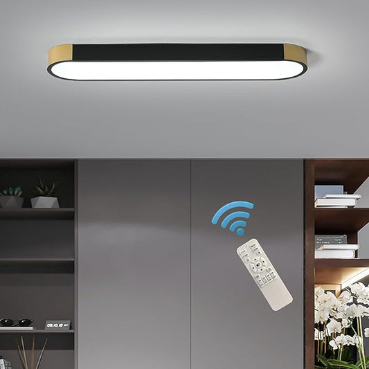 Tioolo Dimmable LED Ceiling Lights Modern Acrylic Linear LED Ceiling Lamp 2.3FT Semi Flush Mount Wraparound Shape Lighting Fixture with Remote Control for Kitchen Dining Living Room (36W/3000-6500K) - Aura Lighting