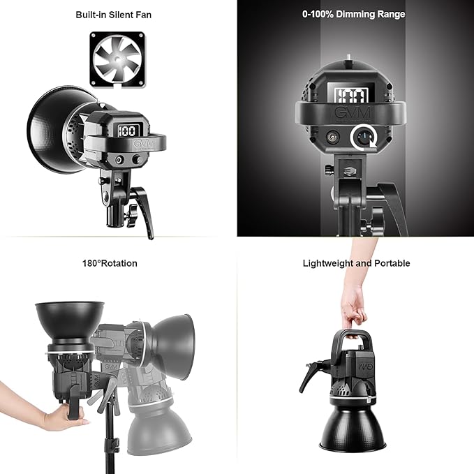 GVM 80W LED Video Light, Umbrella Lighting Kit CRI97+ 5600K with Tripod Stand, Soft Umbrella, Continuous Output Lighting for YouTube, Video Recording, Wedding, Outdoor Shooting P80S-2