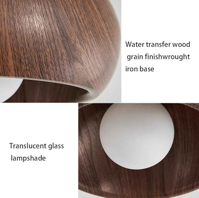 Modern Wood Grain Flush Mount Ceiling Light, Round Wabi-Sabi Style Ceiling Lamp, Minimalist Metal and Glass Fixture for Hallway, Entryway, Balcony, Japanese Decor Light(Light Wood)