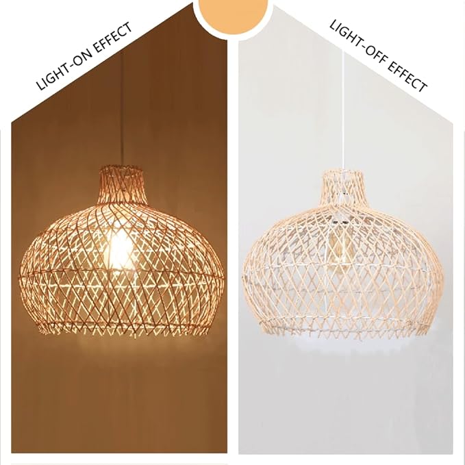 15.7in Rattan Lantern Pendant Light, Wabi Sabi Retro Chandelier,Zen Handwoven Hanging Lamp,Natural Living Room Fixture with Adjustable Height,for Bedroom Dining Room Tea Room Island