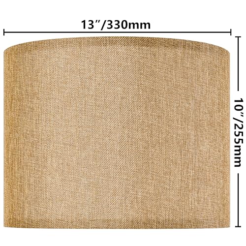 Set of 2 Brown Medium Drum Lamp Shades 13" Top x 13" Bottom x 10" High