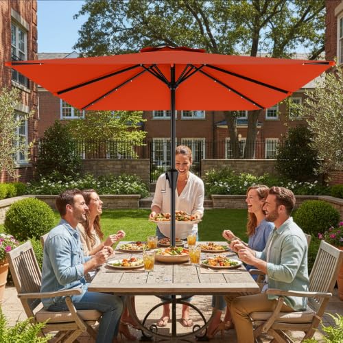 8' X 10' Rectangular Patio Umbrella with Solar Lights