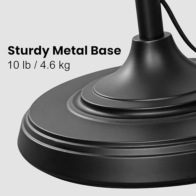 JUNNAI Glass Floor Lamp 66.5in Black Standing Lamps for Living Room with 3 Brightness Lights Vintage Retro Corner Lamp for Bedroom Office(3LED Bulbs Included)