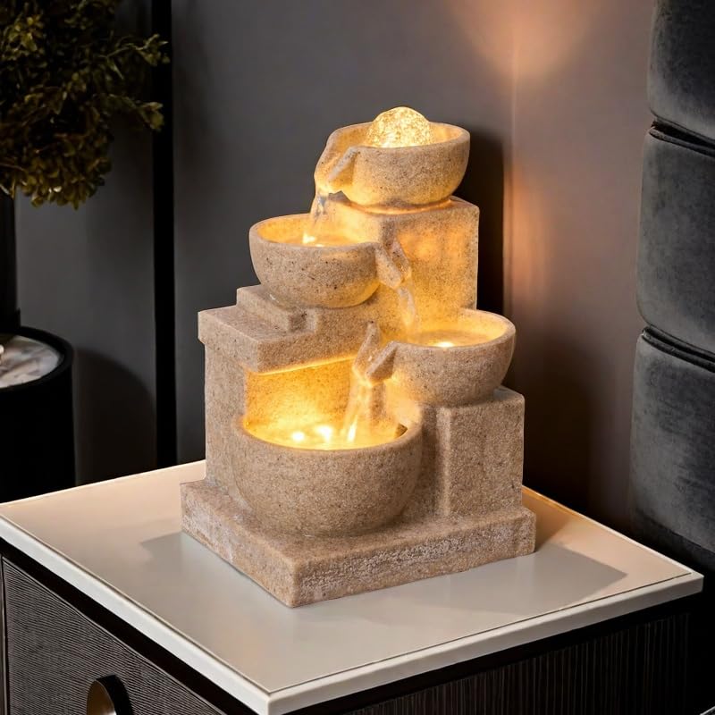 Tabletop Water Fountain Meditation Desktop Fountains for Meditation Relaxation for Bedroom Living Room Office Home Decor Relaxing Waterfall