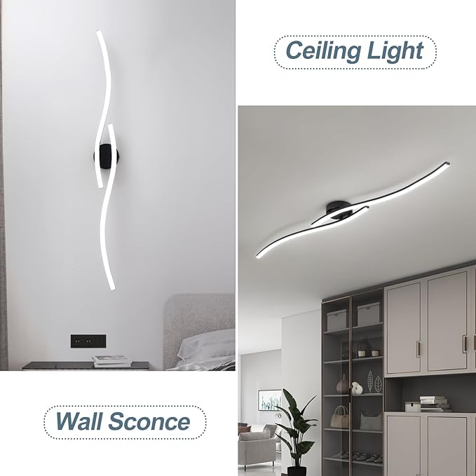 47.24Inch Linear Ceiling Light 6000K Black Modern Ceiling Light Fixture 35W Long Flush Mount Ceiling Lamp for Hallway, Kitchen, Bedroom, Dining Room - Aura Lighting
