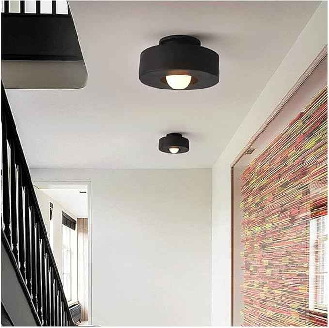 Japanese Wabi-sabi Style Resin Ceiling Light Fixture - 11.81 Inch Semi Flush Mount Ceiling Lighting for Hallway, Kitchen, Corridor, Bedroom, Entryway, Porch, Foyer (Color : Dark), D1-XYCa