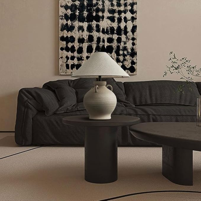 New Chinese Wabi-sabi Style Living Room Bed Bedside Desk Light Vintage Natural Fabric Ceramic Desk Lamp Club Villa Restaurant Coffee Shop Table Lamp Study Apartment Office Lighting Fixture