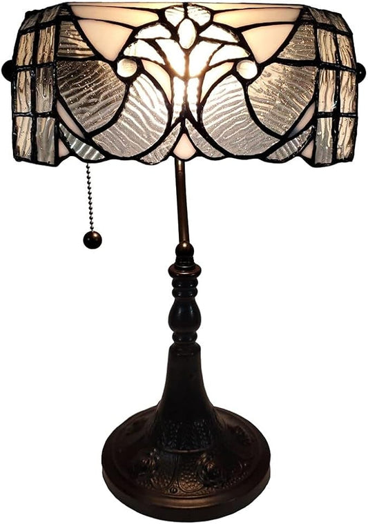 Unknown1 Tiffany Style Vintage Banker Lamp 15" Tall 16 Clear Brown