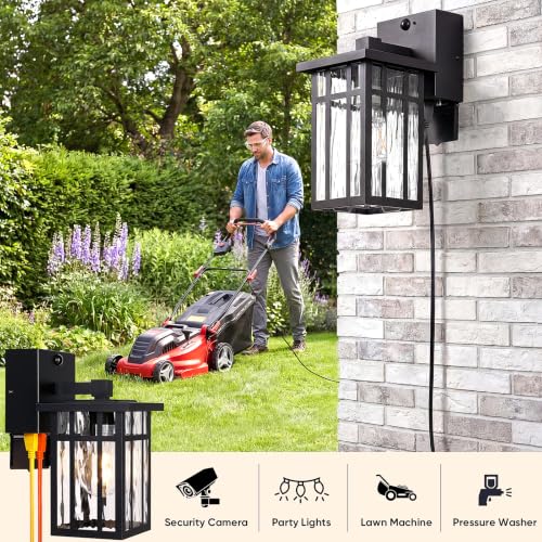 Motion Sensor Outdoor Wall Light with GFCI Outlet