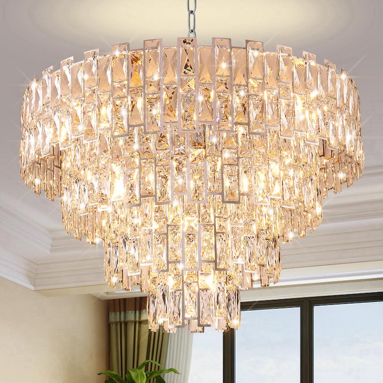 32 Inch Gold Luxury Crystal Chandelier for Dining Room