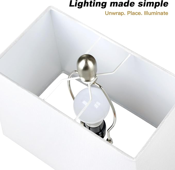 28" Coastal Table Lamps for Living Room, Bedside Lamps with Night Light, USB A+C Ports, Modern Sea Shell Bedside Night Stands Light for Beachy Cottage Decor (Silver 1Pack