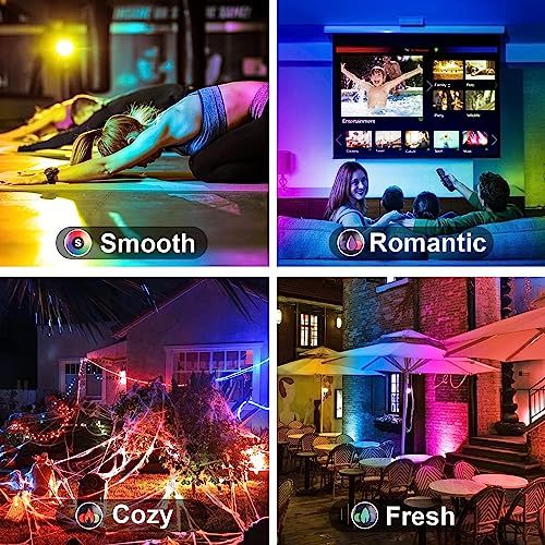LED Flood Light Outdoor RGB Stage Lights Color Changing 500W Equivalent 2700k Warm White 5000LM (2 Count)