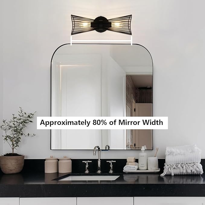 Black 2-Light Vanity Wall Sconce Farmhouse Light Fixtures Over Mirror Modern Up and Down Sconces Large Wall Light Hardwired Wall Lamp for Hallway Bedroom Kitchen Bathroom - Aura Lighting