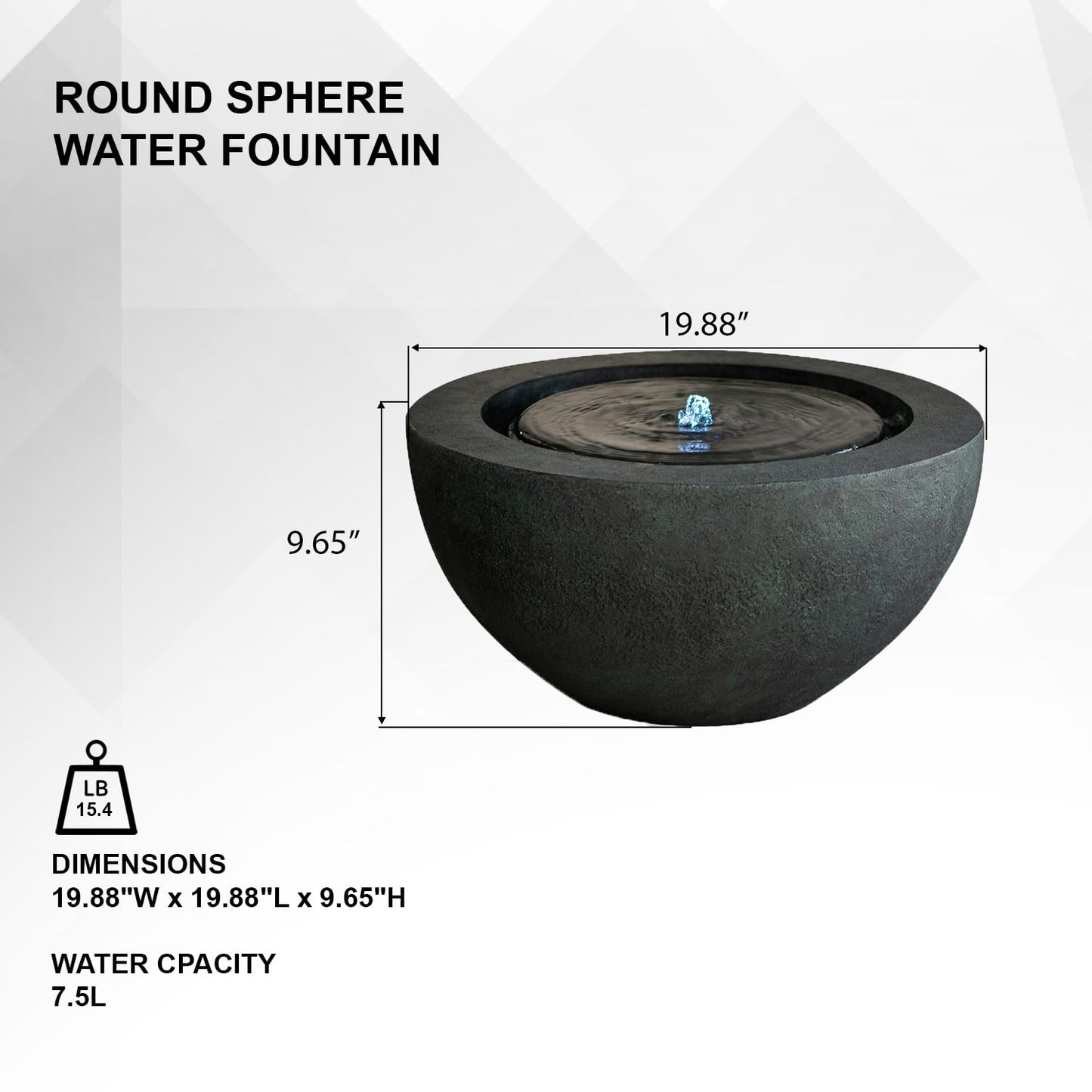 9.65" H Round Sphere Water Fountain Indoor