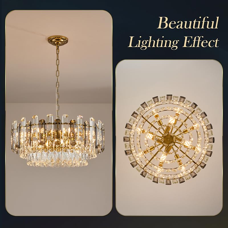 Gold Crystal Chandelier 23.6" Modern Crystal Pendant Light 3