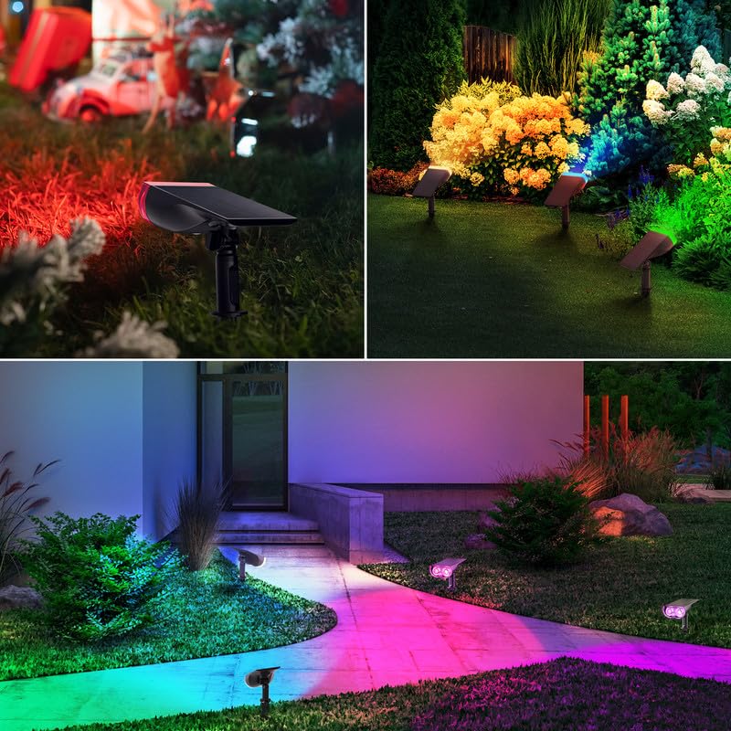 Solar Lights Outdoor Waterproof LED Landscape Spotlight RGB 4 Pack (4 Count)