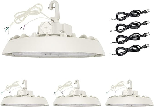 UFO Led High Bay Light, 150/200/240W, Up to 33600LM, 2CCT 4000K/5000K, 0-10V Dimmable High Bay Led Shop Lights for Barn Gym Factory Warehouse,6' Cable Selectable, UL & DLC Listed