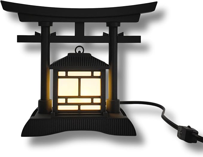Japanese Torii Gate Lantern - Exquisite Japanese Decor for Home and Room | Desk Lamp Table Lamp Design | Mini Japanese Lantern Transforms Any Space | 3D-Printed | (Jet Black (New 3.0 Mini) - Corded)