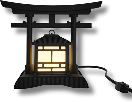 Japanese Torii Gate Lantern - Exquisite Japanese Decor for Home and Room | Desk Lamp Table Lamp Design | Mini Japanese Lantern Transforms Any Space | 3D-Printed | (Jet Black (New 3.0 Mini) - Corded)