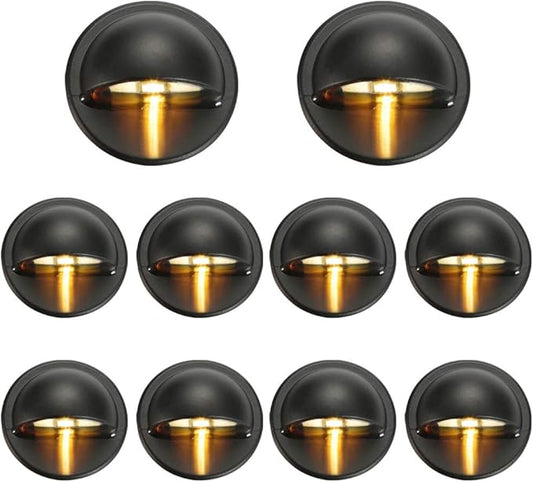 FVTLED Warm White Low Voltage LED Deck Lights kit Φ1.38 Outdoor Garden Yard Decoration Lamp Recessed Landscape Pathway Step Stair Warm White LED Lighting, Black