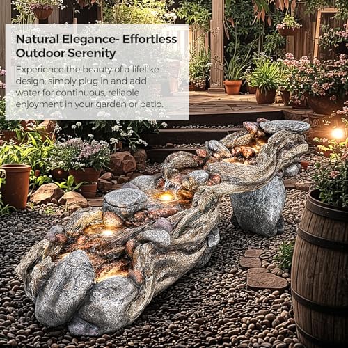 60" Long Cascading Outdoor Rock Water Fountain