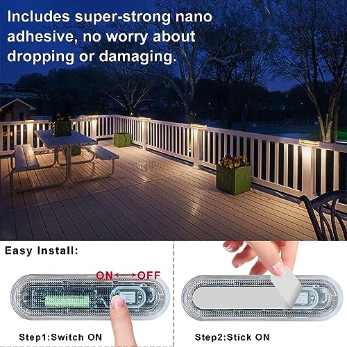 Solar Step Lights Outdoor IP68 Waterproof 6 Pack Warm White Bar (6 Count)