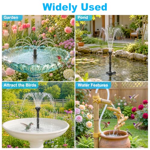 15W Solar Fountain Pump with 6 Spray Modes for Bird Bath Pond Outdoor