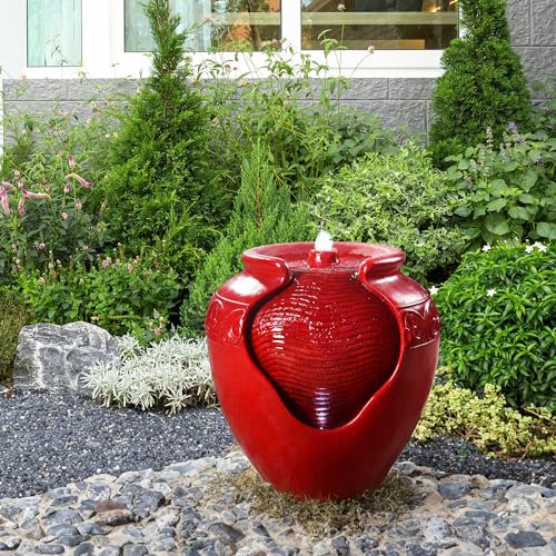 Outdoor Pot Fountain with LED Lights and Pump