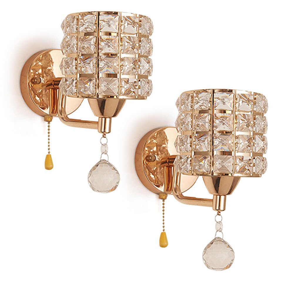 Modern Luxury Gold Crystal Wall Sconces Set of 2 (2 Count)
