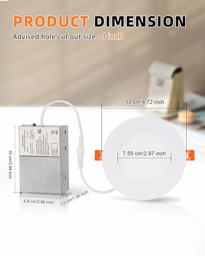 ZYC 4-Inch LED Recessed Lighting - 9W Ultra-Thin LED Ceiling Lights,2700-5000K Selectable,5CCT Dimmable Canless Wafer Downlight,800LM High Brightness,Dimmable Can Lights,Pack of 24 Black.
