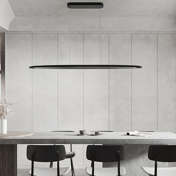 59inch Integrated Led Pendant Light 40w Dimmable Wood Black Linear Pendant Lighting Led Modern Island Light with Black Finish for Living Room Dining Room Billiard & Pool Lights - Aura Lighting