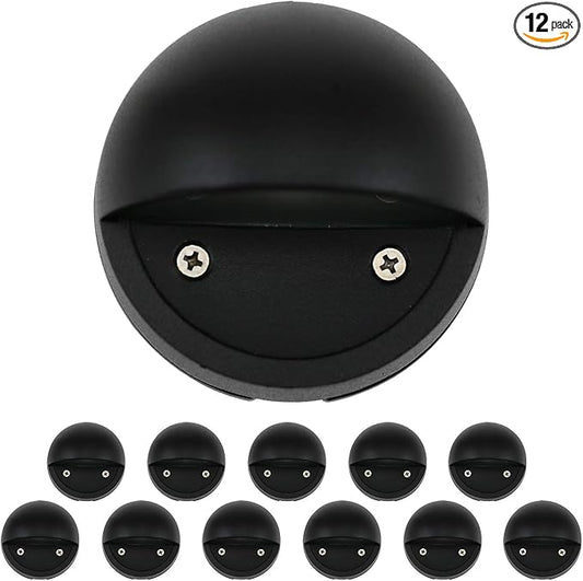 Lumina Lighting® 2W Landscape Deck Lights (12 Pack) | Low Voltage Landscape Deck Lights Waterproof - Outdoor Patio Step Deck Lighting 12V 3000K Replaceable G4 LED Bulb Included DSL0103-BKLED12 (Black)