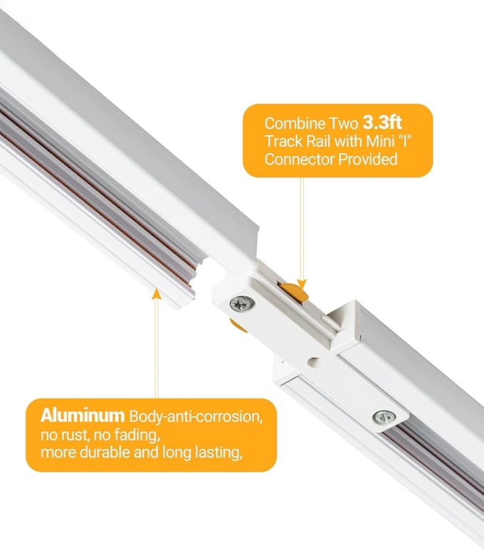 VANoopee 3-Color Zoomable 6 Light LED Track Lighting Kit with 6.6FT H Type Track Lighting Rail, LED Track Light Heads Dimmable Modern Kitchen Track Lighting Fixtures Ceiling Spotlight 10W 1000lm White - Aura Lighting