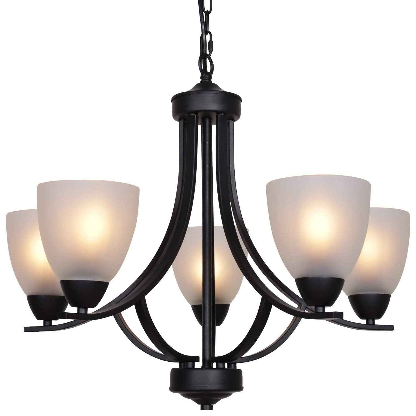 5 Light Shaded Contemporary Chandeliers with Alabaster Glass Black Rustic Light Fixtures Ceiling Hanging Mid Century Modern Pendant Lighting for Dining Room Foyer Bedroom Living Room