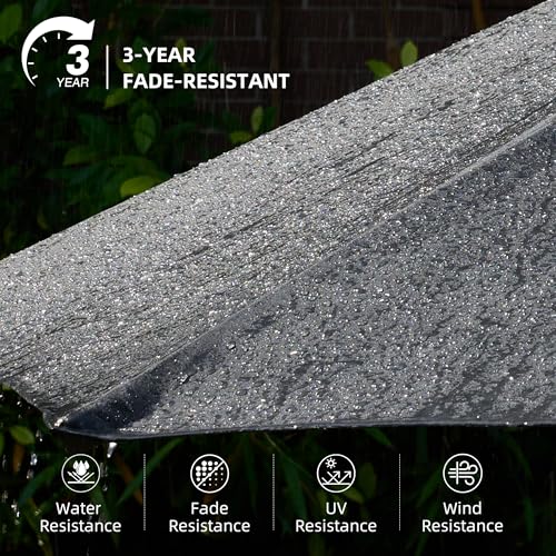 15Ft Patio Umbrella With Multicolor Solar Light