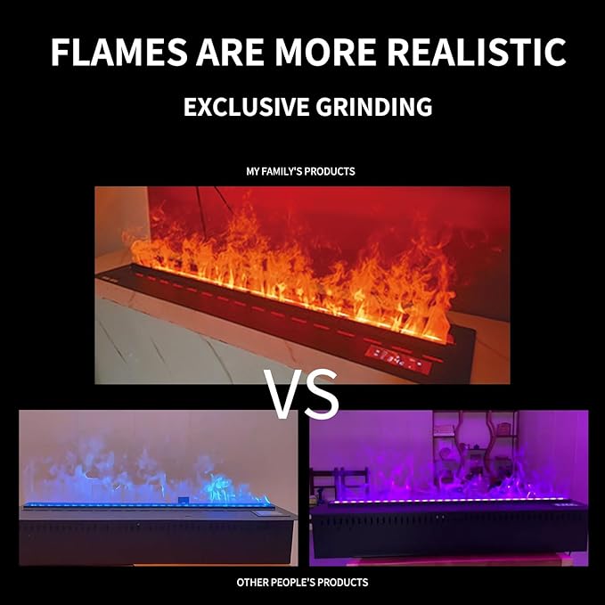 Water Vapor Fireplace 3D Atomizing Fireplace Recessed Electric Fireplace Remote Control with Timer Touch Simulation Flame Touch Flame (1200wheater & Multicolor, 39.37 inch)
