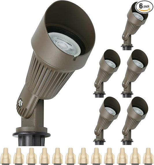 Lumina Lighting® 4W Landscape lighting 12V Landscape Lights Low Voltage Landscape Spotlights Warm White Waterproof Outdoor Replaceable LED Bulb for Garden, Lawn, Porch, Patio and Yard (Bronze, 6-Pack) - Aura Lighting