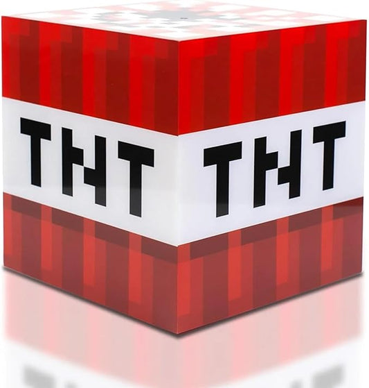 Minecraft TNT Block 6 Inch USB LED Night Light Cube - Decorative, Fun, Safe & Awesome Bedside Mood Lamp Toy for Baby, Kids, Teens & Adults - Best for Home's Bedroom, Living Room Or Even Office