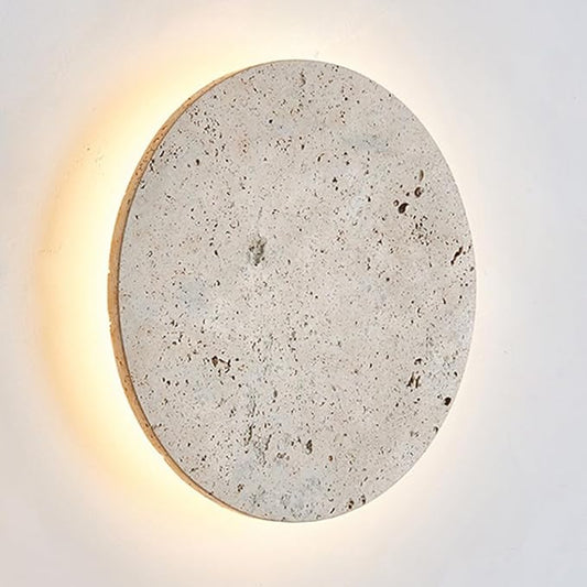 Nordic Style Postmodern Yellow Travertine Wall Sconce - Retro Wabi Sabi LED Light Fixture for Bedroom, Living Room, B&B Aisle - Natural Stone Art Lamp (23cm)