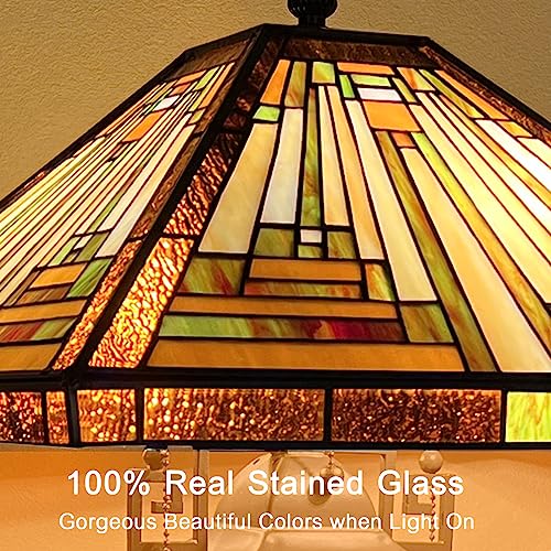 Tiffany Lamp Antique Amber Brown Stained Glass Table Lamp 3